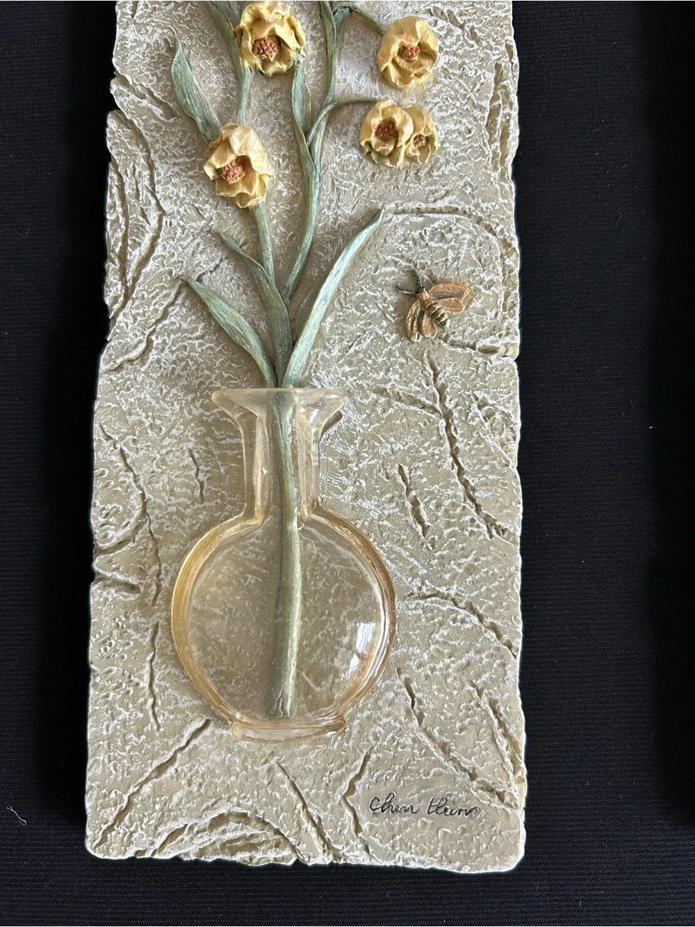 Vintage Cheri Blum Flowers In Vase 3D Wall Art Plaques Set Of 2 Resin Floral